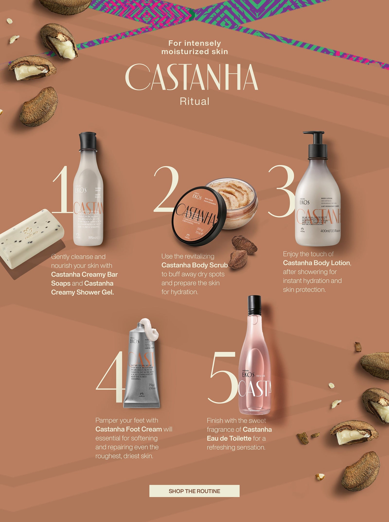 Para uma pele intensamente hidratada - Ritual Castanha
